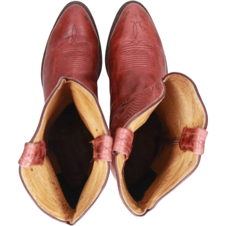 Tony Lama all-over print platform Western boots, size 9D Men's 27.0cm unclear red type reddish brown Vintage Second Hand