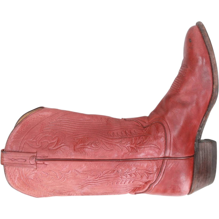 Tony Lama all-over print platform Western boots, size 9D Men's 27.0cm unclear red type reddish brown Vintage Second Hand