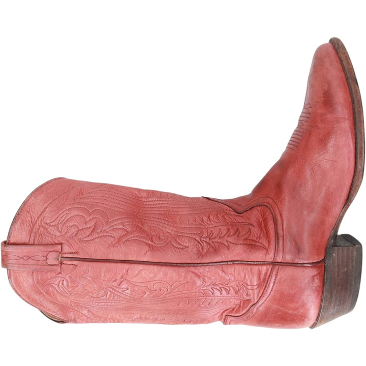 Tony Lama all-over print platform Western boots, size 9D Men's 27.0cm unclear red type reddish brown Vintage Second Hand