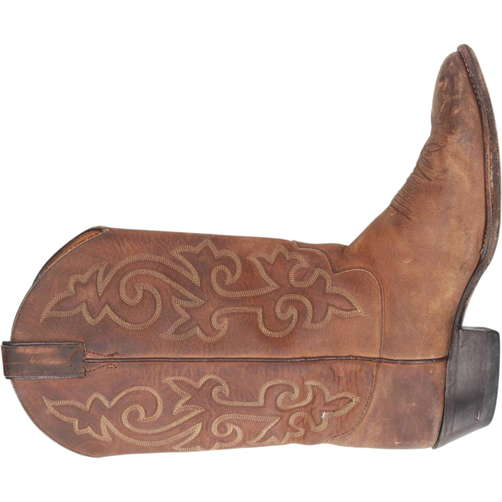 Justin All-over print platform Western boots, size 10EE Men's 28.0cm genuine leather beige type brown Vintage Second Hand