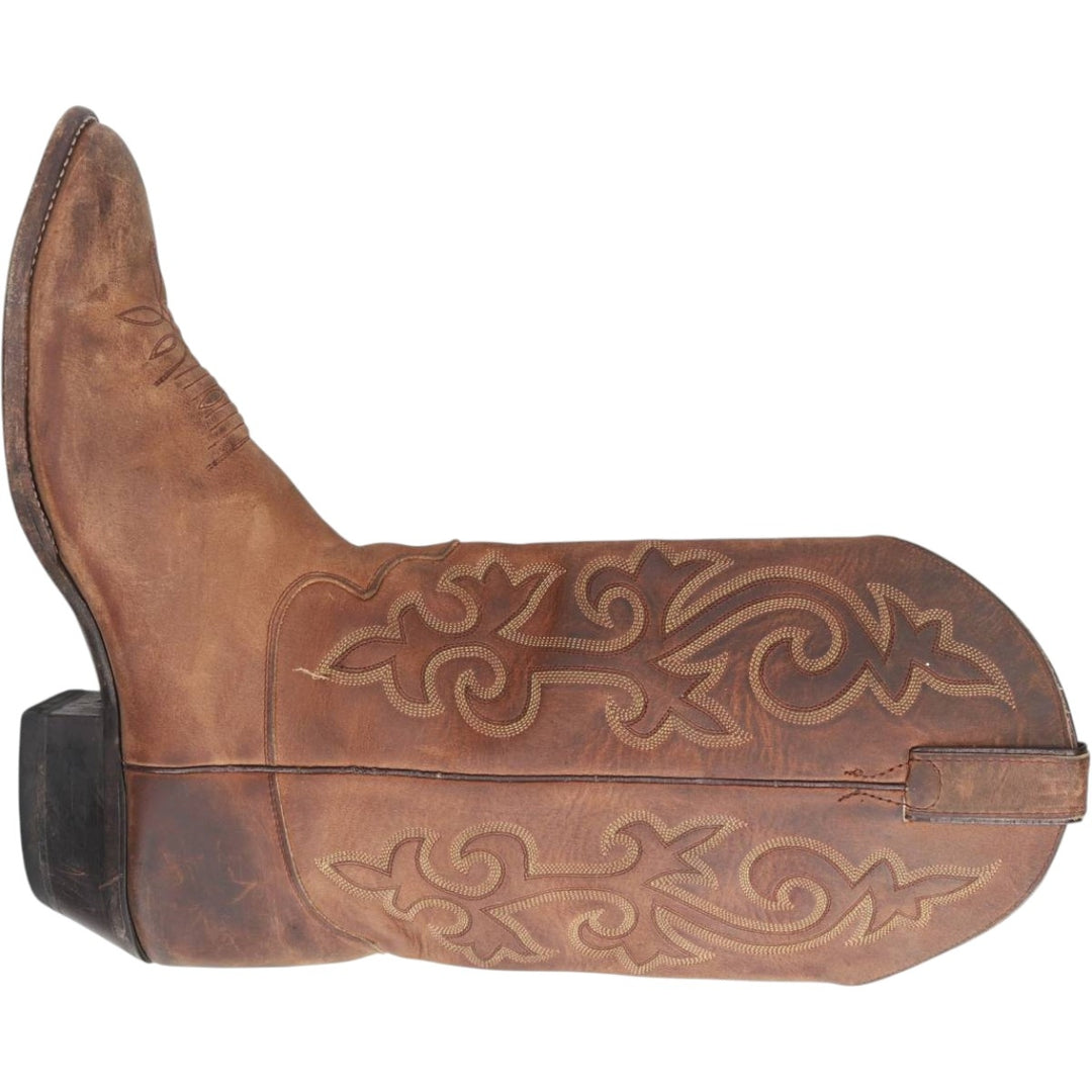 Justin All-over print platform Western boots, size 10EE Men's 28.0cm genuine leather beige type brown Vintage Second Hand