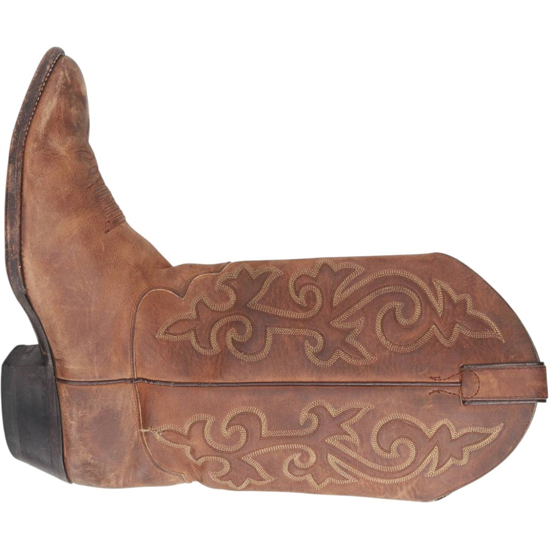 Justin All-over print platform Western boots, size 10EE Men's 28.0cm genuine leather beige type brown Vintage Second Hand