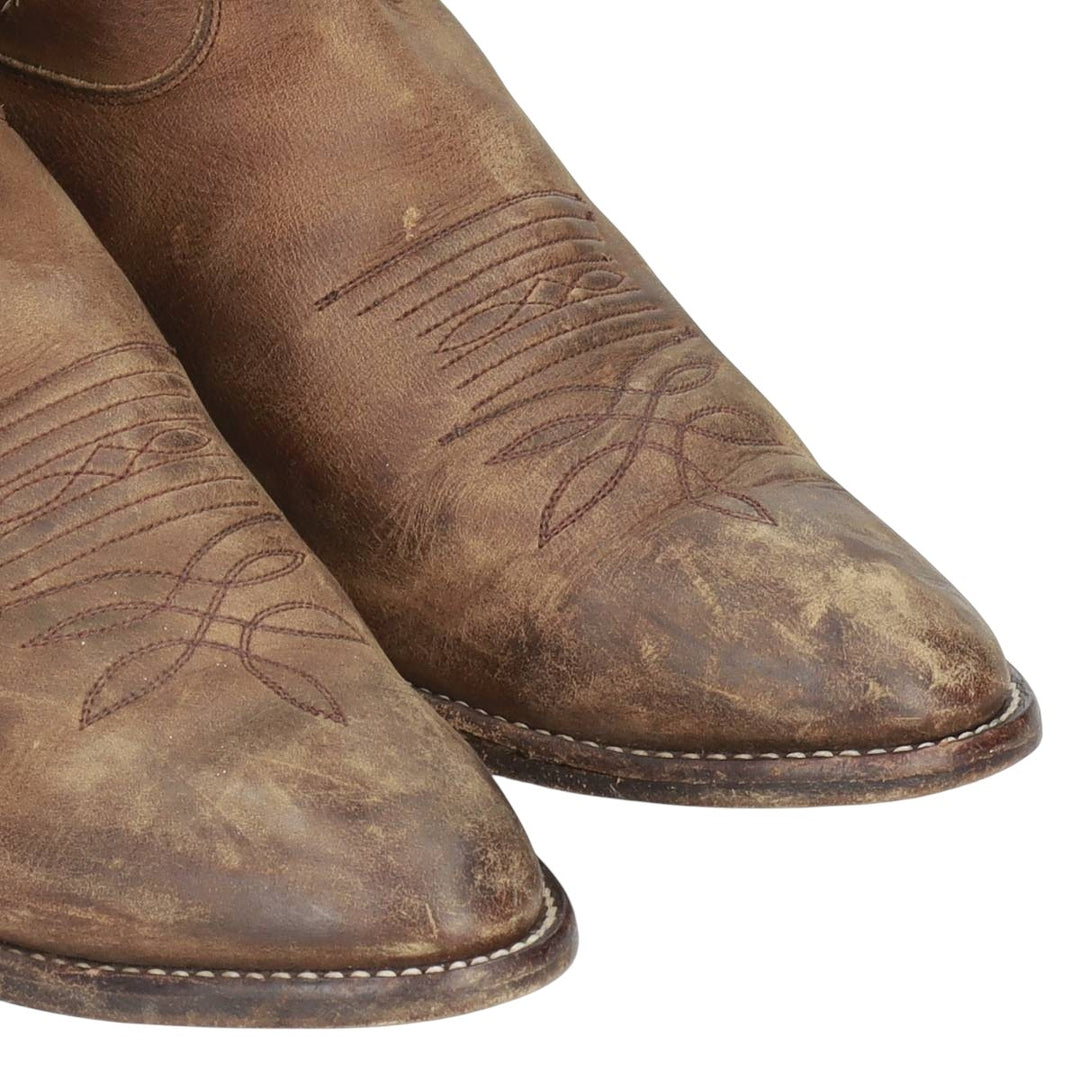Justin All-over print platform Western boots, size 10EE Men's 28.0cm genuine leather beige type brown Vintage Second Hand
