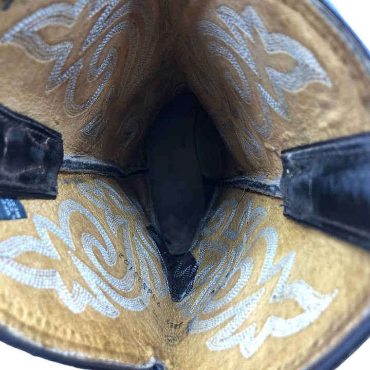 Justin All-over print platform Western boots, size 10EE Men's 28.0cm genuine leather beige type brown Vintage Second Hand