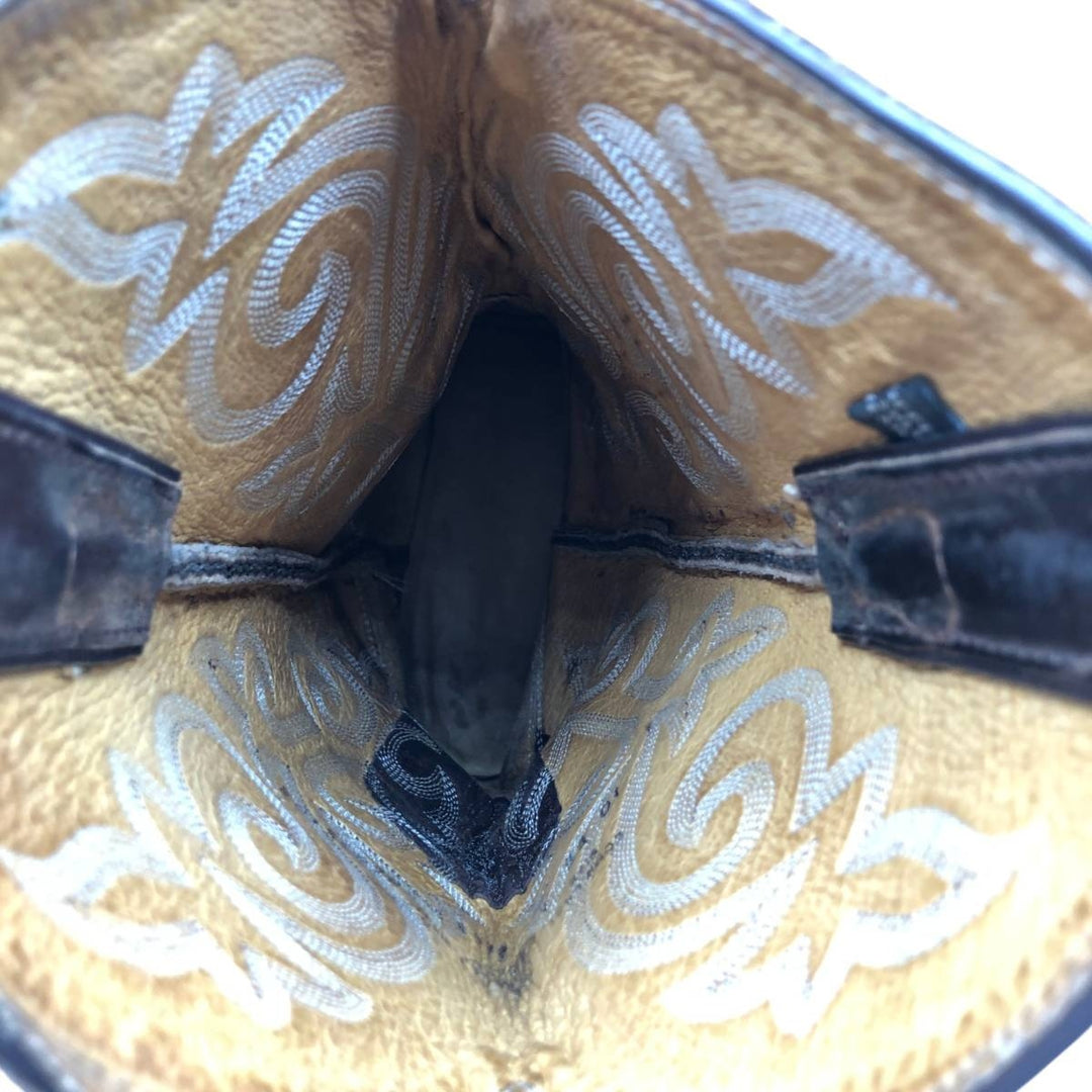 Justin All-over print platform Western boots, size 10EE Men's 28.0cm genuine leather beige type brown Vintage Second Hand