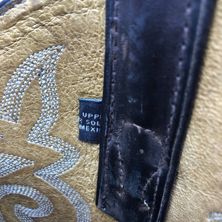 Justin All-over print platform Western boots, size 10EE Men's 28.0cm genuine leather beige type brown Vintage Second Hand