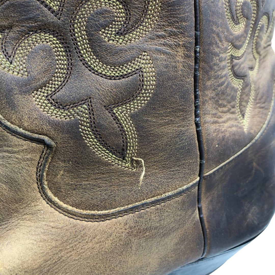 Justin All-over print platform Western boots, size 10EE Men's 28.0cm genuine leather beige type brown Vintage Second Hand