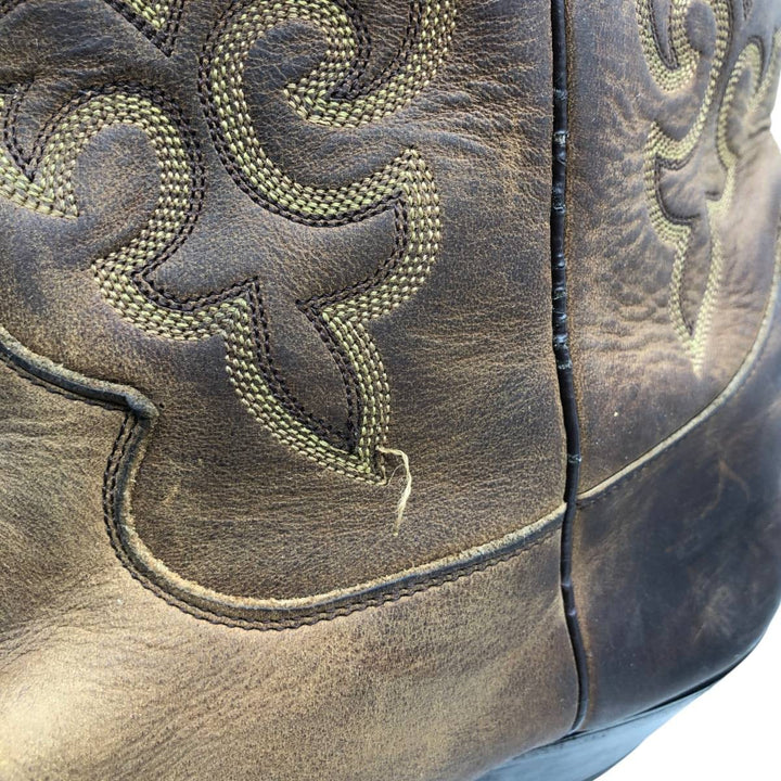 Justin All-over print platform Western boots, size 10EE Men's 28.0cm genuine leather beige type brown Vintage Second Hand