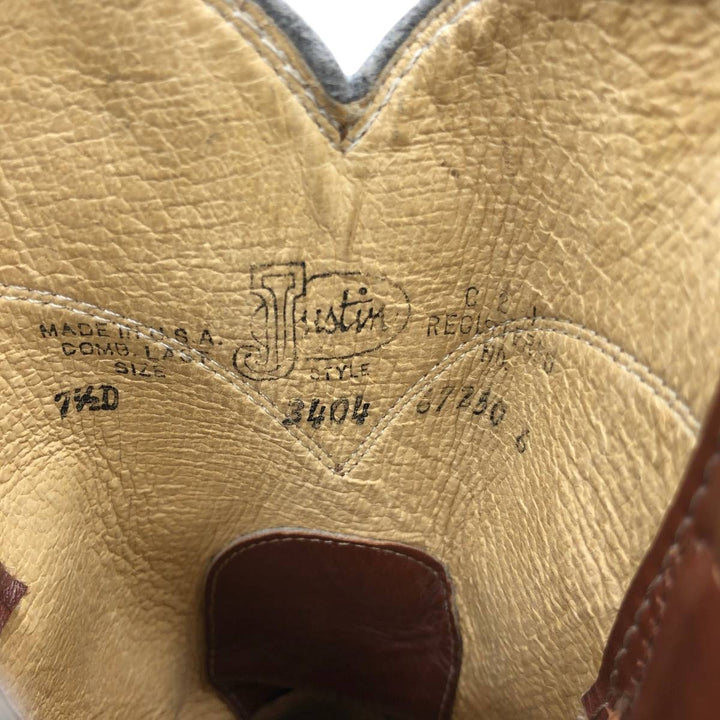 Justin Western Boots, Made in USA, Size 7 1/2D Men's 25.5cm unclear brown type Vintage Second Hand