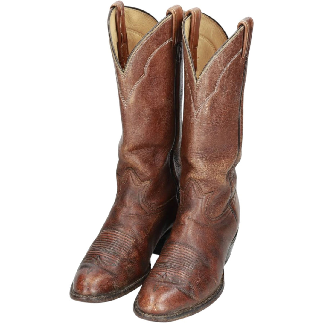 Tony Lama all-over print platform Western boots, size 8EE Men's 26.0cm unclear brown type Vintage Second Hand