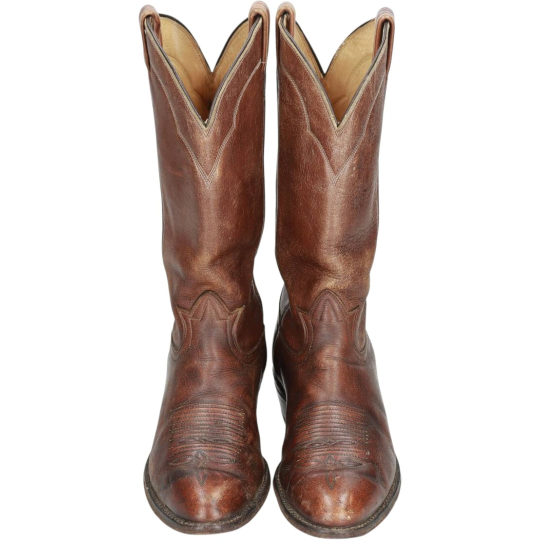 Tony Lama all-over print platform Western boots, size 8EE Men's 26.0cm unclear brown type Vintage Second Hand