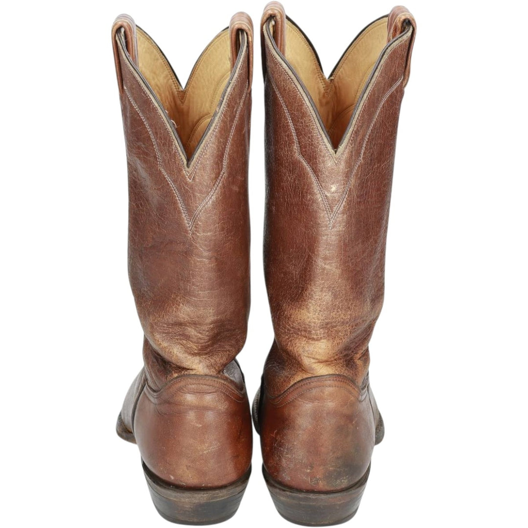 Tony Lama all-over print platform Western boots, size 8EE Men's 26.0cm unclear brown type Vintage Second Hand