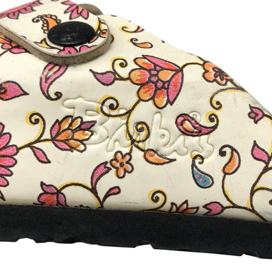 Birkenstock Boston clog sandals, all-over floral print, made in Germany, size 38 Women's 25.0cm genuine leather pale white type Vintage Second Hand