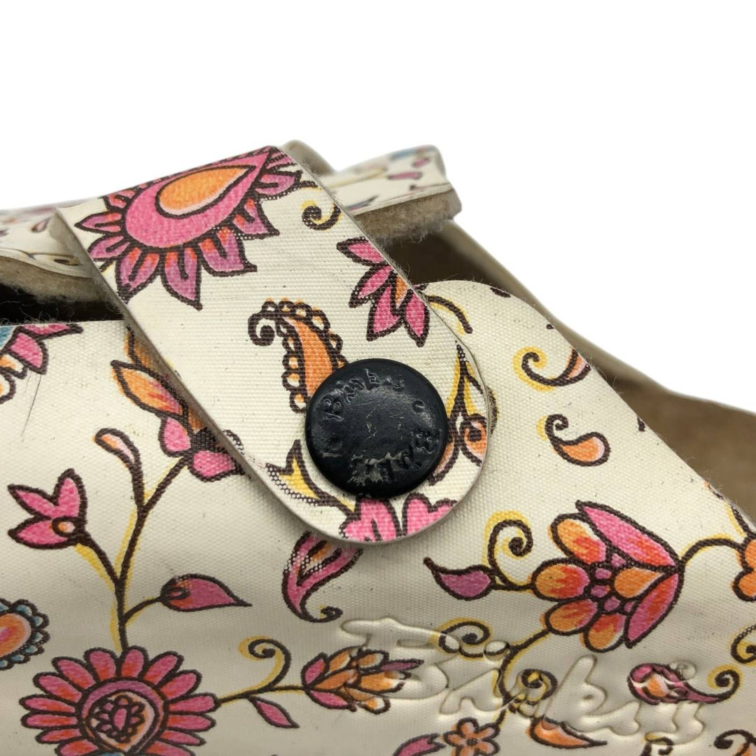 Birkenstock Boston clog sandals, all-over floral print, made in Germany, size 38 Women's 25.0cm genuine leather pale white type Vintage Second Hand