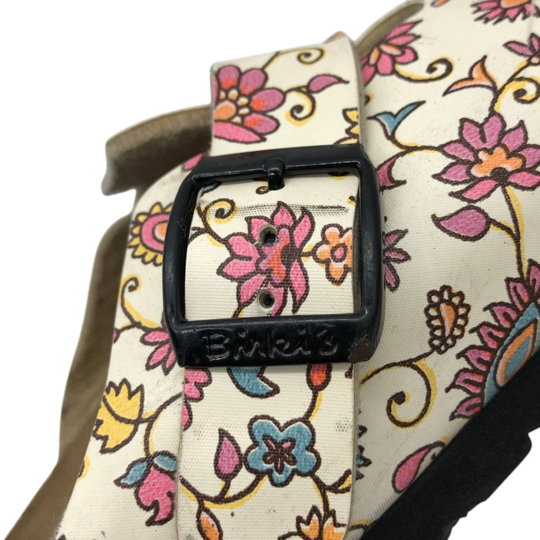 Birkenstock Boston clog sandals, all-over floral print, made in Germany, size 38 Women's 25.0cm genuine leather pale white type Vintage Second Hand