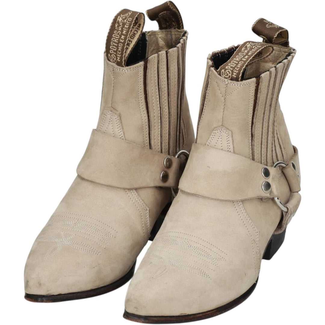 POTROS Short Western Boots Ring Boots Women's 23.0cm unclear Beige type Vintage Second Hand