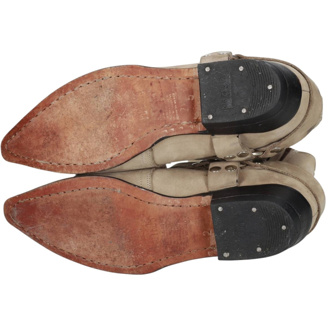 POTROS Short Western Boots Ring Boots Women's 23.0cm unclear Beige type Vintage Second Hand