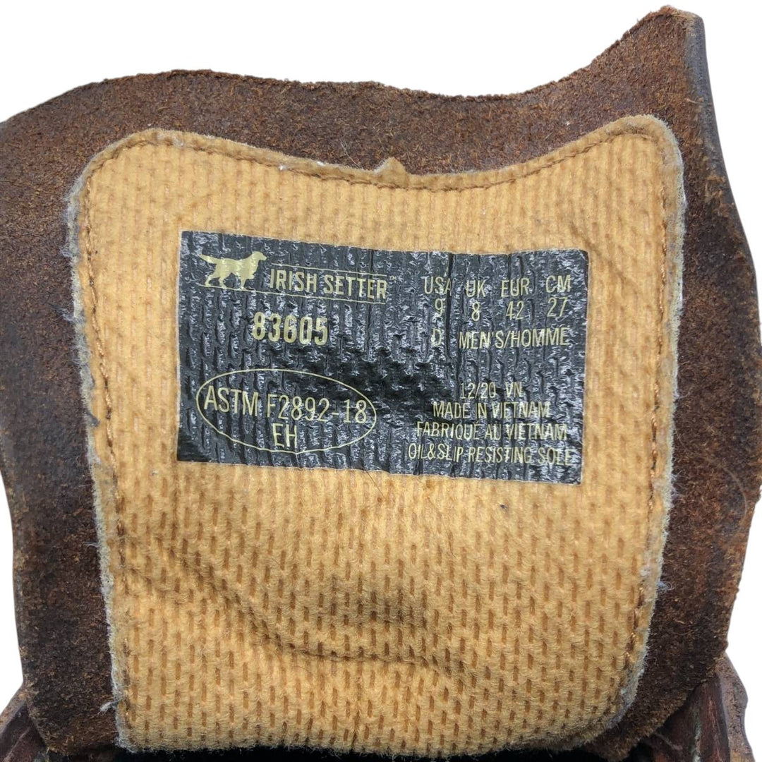 IRISH SETTER 83605 ASHBY Ashby Work Boots 9D Men's 27.0cm unclear brown type Vintage Second Hand