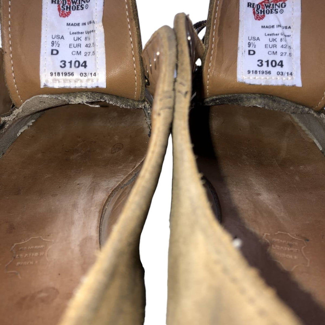 Red Wing 3104 Postman Shoes, Made in USA Men's 27.5cm genuine leather Khaki type beige Vintage Second Hand