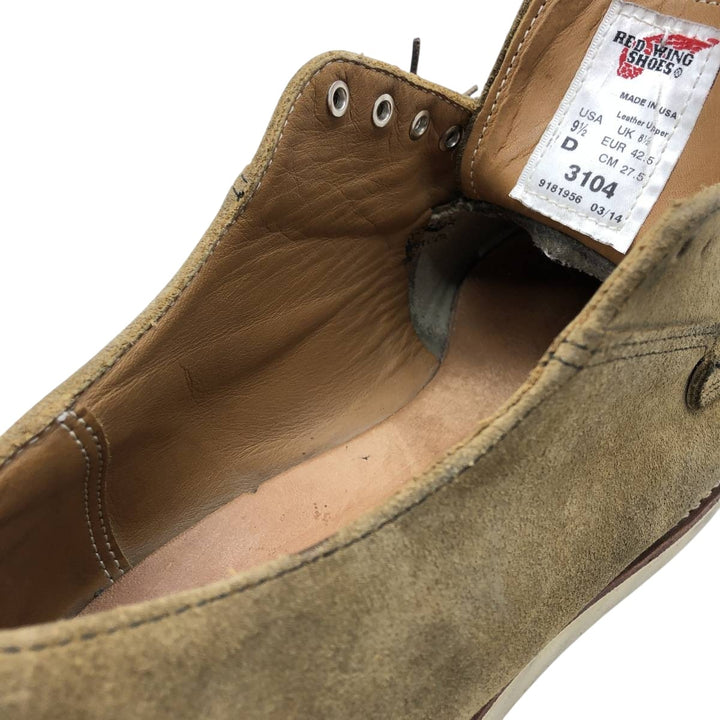 Red Wing 3104 Postman Shoes, Made in USA Men's 27.5cm genuine leather Khaki type beige Vintage Second Hand