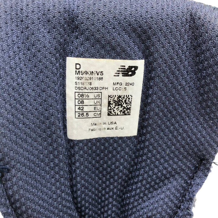 New Balance M990 NV5 sneakers, made in the USA, size 8 1/2 Men's 26.5cm unclear Navy blue Vintage Second Hand