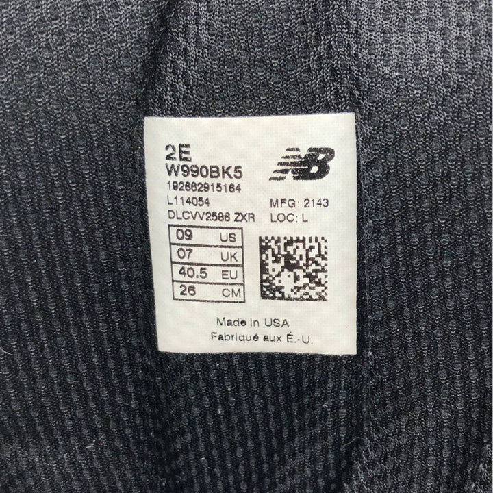 New Balance W990 BK5 sneakers, made in the USA, size 9 Men's 27.0cm unclear black type Vintage Second Hand