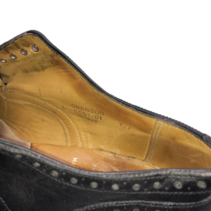 Grenson Footmaster Straight Tip Shoes, Made in England, Size 7 1/2 Men's 26.0cm unclear black type Vintage Second Hand