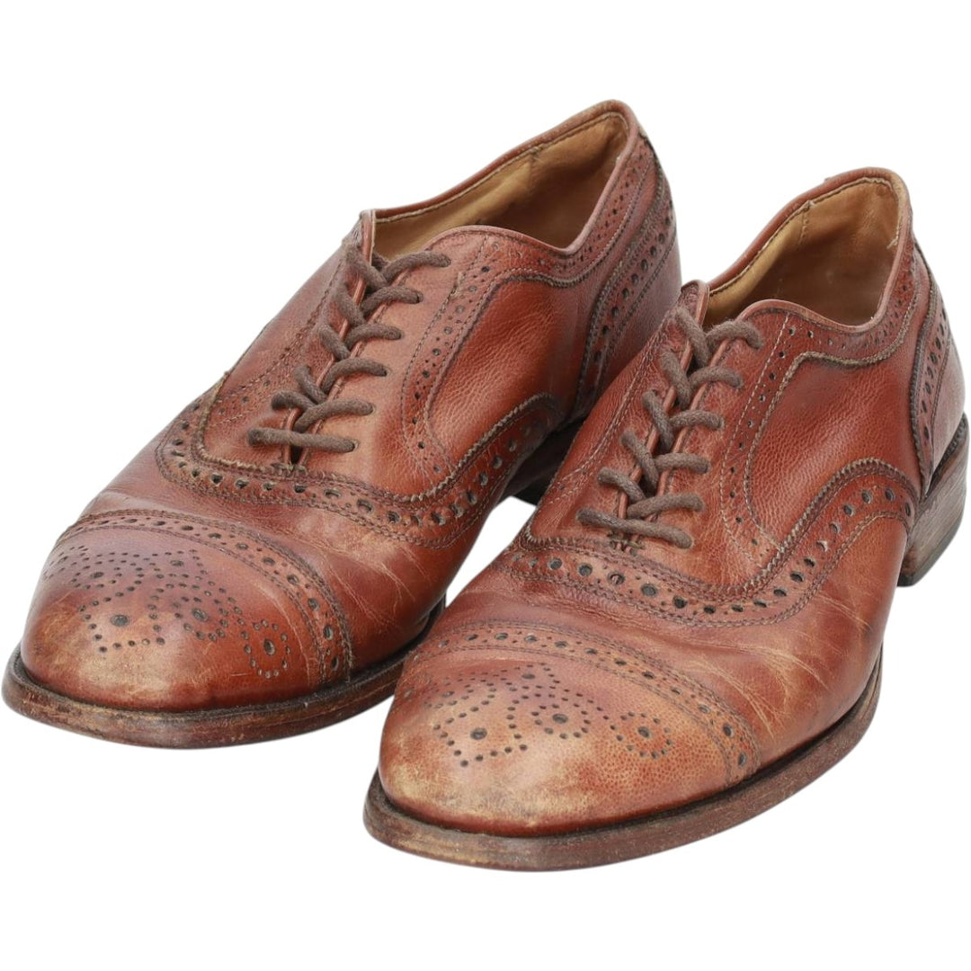 Allen Edmonds Strand Semi-Brogue Straight Tip Shoes, Made in USA, Size 8 B Men's 26.0cm unclear Copper Vintage Second Hand
