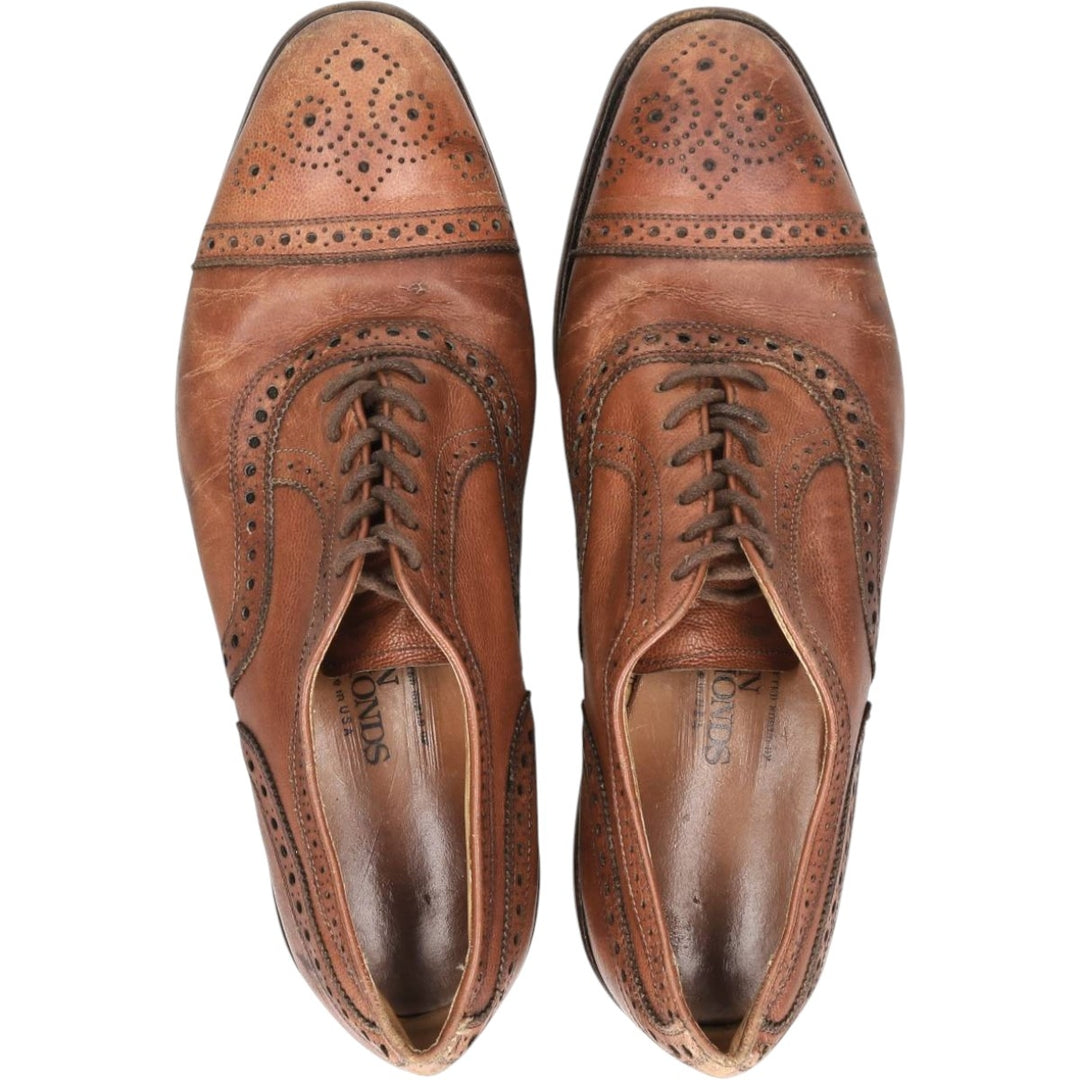 Allen Edmonds Strand Semi-Brogue Straight Tip Shoes, Made in USA, Size 8 B Men's 26.0cm unclear Copper Vintage Second Hand