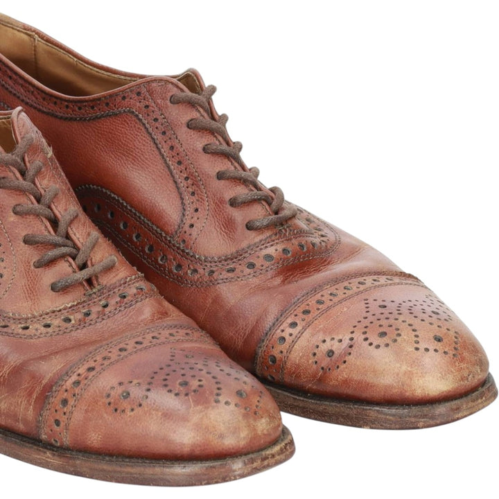 Allen Edmonds Strand Semi-Brogue Straight Tip Shoes, Made in USA, Size 8 B Men's 26.0cm unclear Copper Vintage Second Hand
