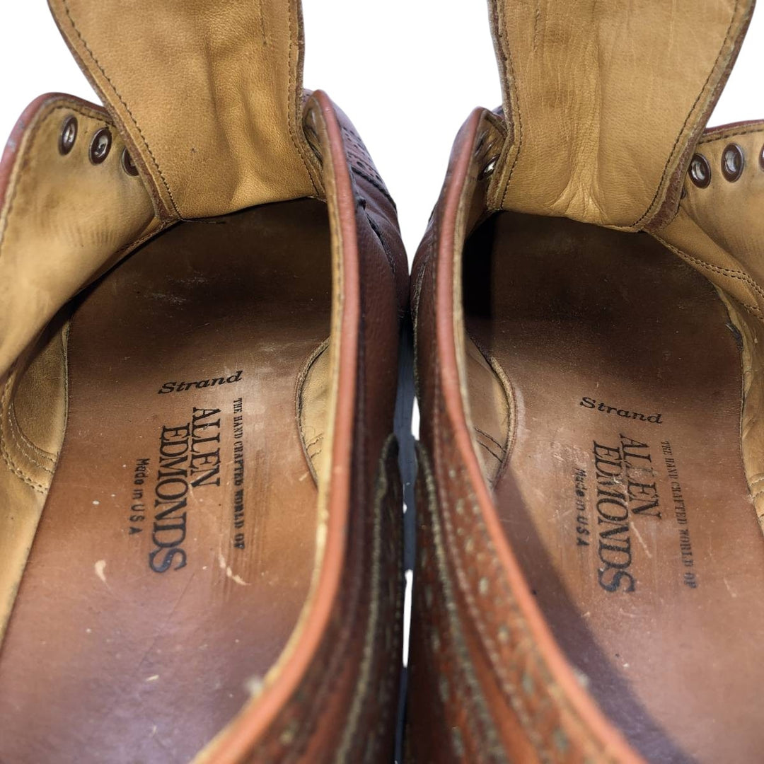 Allen Edmonds Strand Semi-Brogue Straight Tip Shoes, Made in USA, Size 8 B Men's 26.0cm unclear Copper Vintage Second Hand