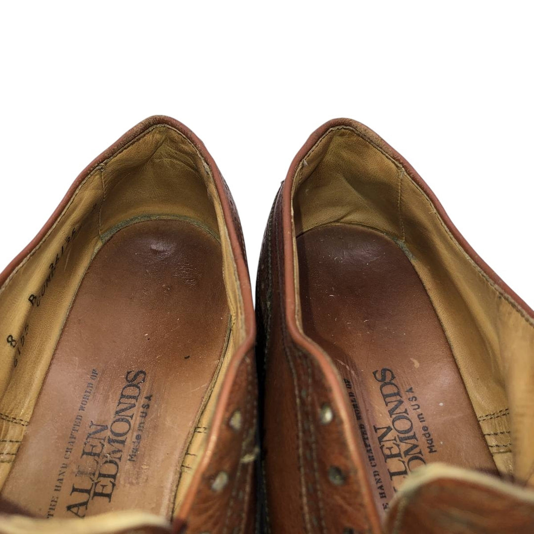 Allen Edmonds Strand Semi-Brogue Straight Tip Shoes, Made in USA, Size 8 B Men's 26.0cm unclear Copper Vintage Second Hand