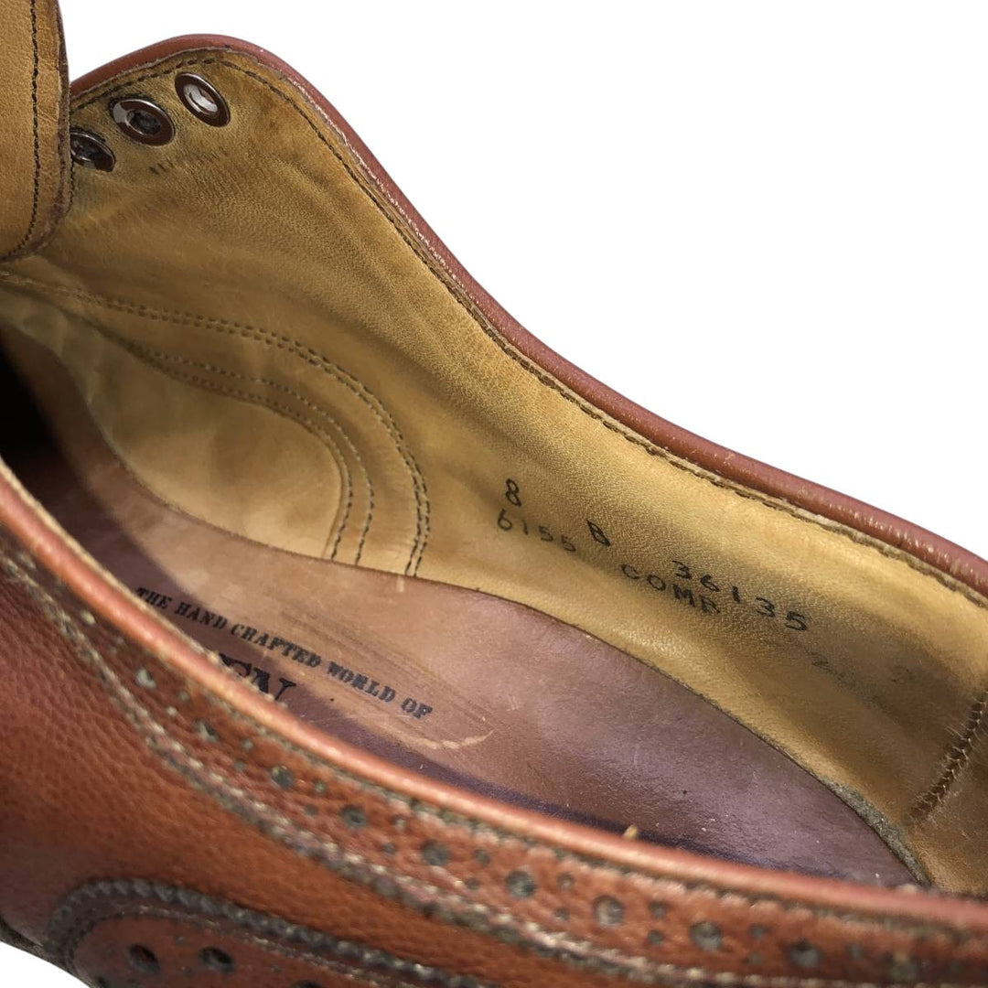 Allen Edmonds Strand Semi-Brogue Straight Tip Shoes, Made in USA, Size 8 B Men's 26.0cm unclear Copper Vintage Second Hand