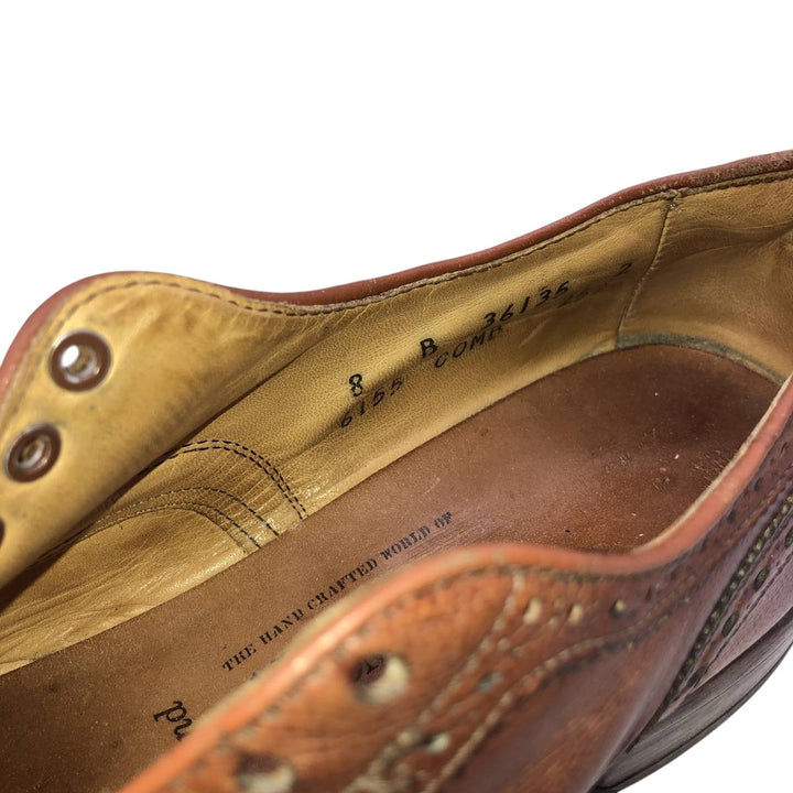 Allen Edmonds Strand Semi-Brogue Straight Tip Shoes, Made in USA, Size 8 B Men's 26.0cm unclear Copper Vintage Second Hand