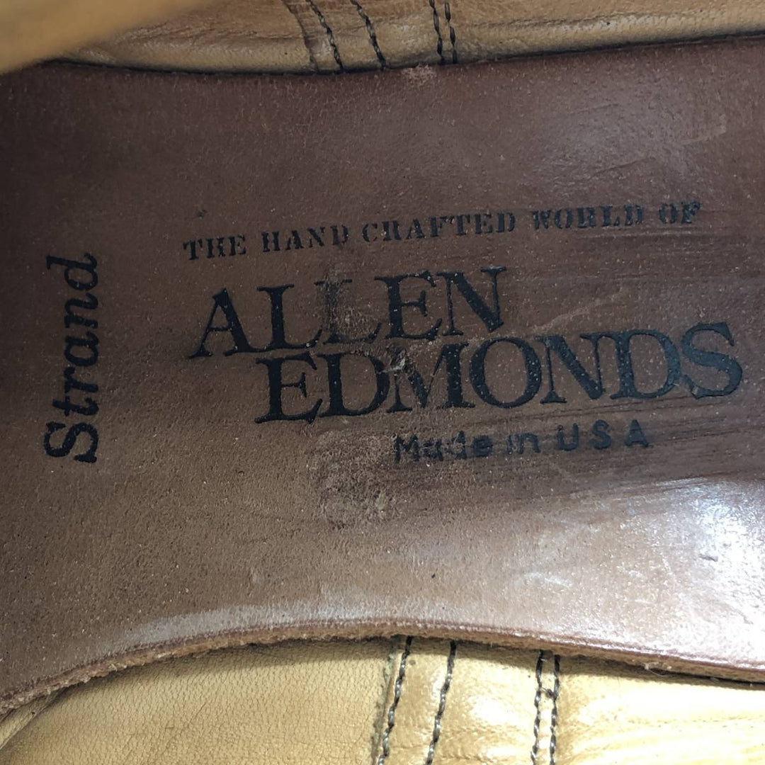 Allen Edmonds Strand Semi-Brogue Straight Tip Shoes, Made in USA, Size 8 B Men's 26.0cm unclear Copper Vintage Second Hand