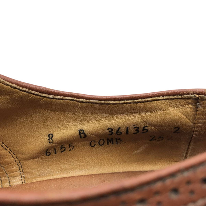 Allen Edmonds Strand Semi-Brogue Straight Tip Shoes, Made in USA, Size 8 B Men's 26.0cm unclear Copper Vintage Second Hand