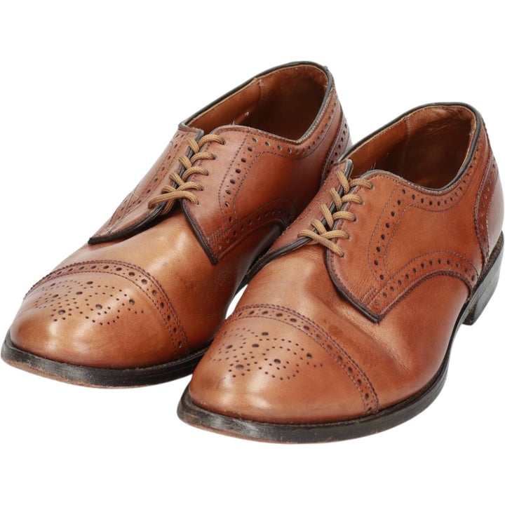 Allen Edmonds Sanford Semi-Brogue Straight Tip Shoes, Made in USA Men's 27.0cm unclear Camel type Vintage Second Hand