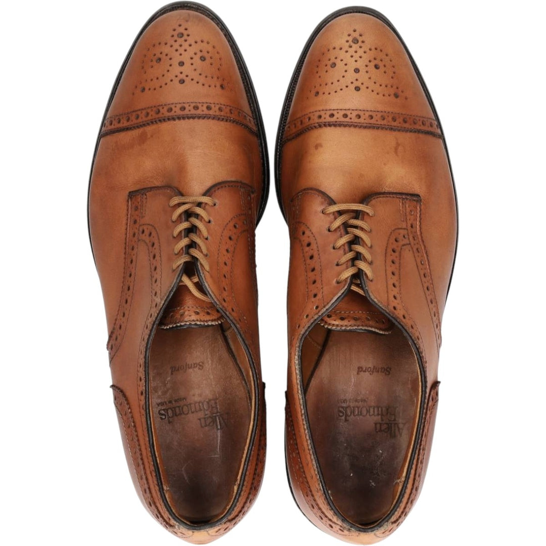 Allen Edmonds Sanford Semi-Brogue Straight Tip Shoes, Made in USA Men's 27.0cm unclear Camel type Vintage Second Hand