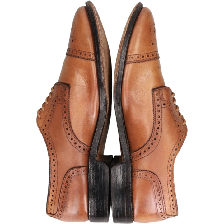 Allen Edmonds Sanford Semi-Brogue Straight Tip Shoes, Made in USA Men's 27.0cm unclear Camel type Vintage Second Hand