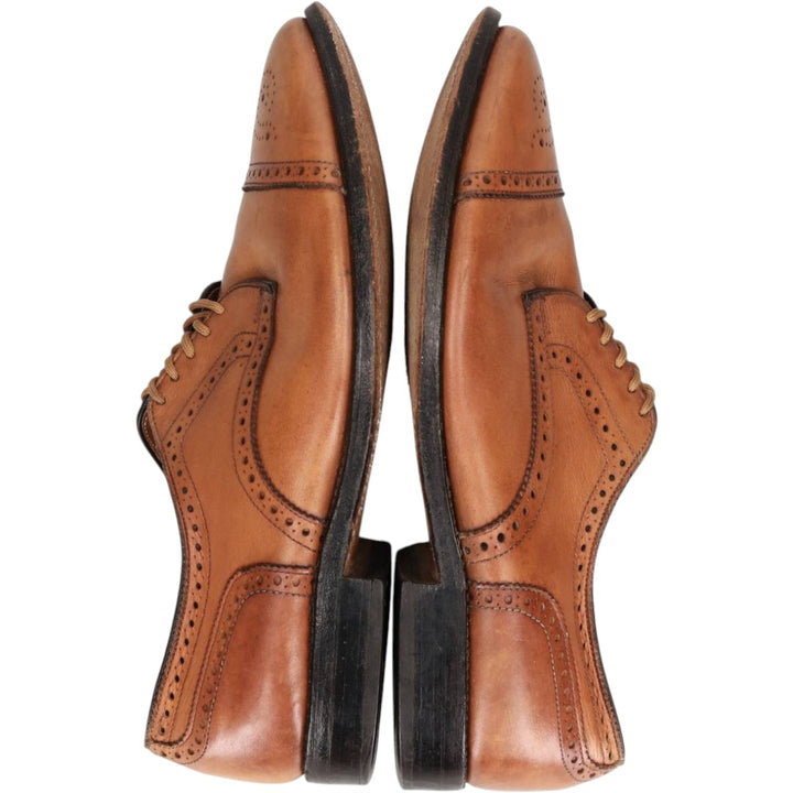 Allen Edmonds Sanford Semi-Brogue Straight Tip Shoes, Made in USA Men's 27.0cm unclear Camel type Vintage Second Hand