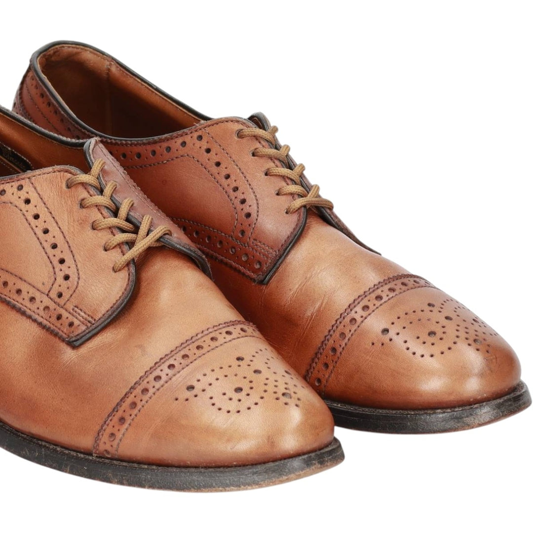 Allen Edmonds Sanford Semi-Brogue Straight Tip Shoes, Made in USA Men's 27.0cm unclear Camel type Vintage Second Hand