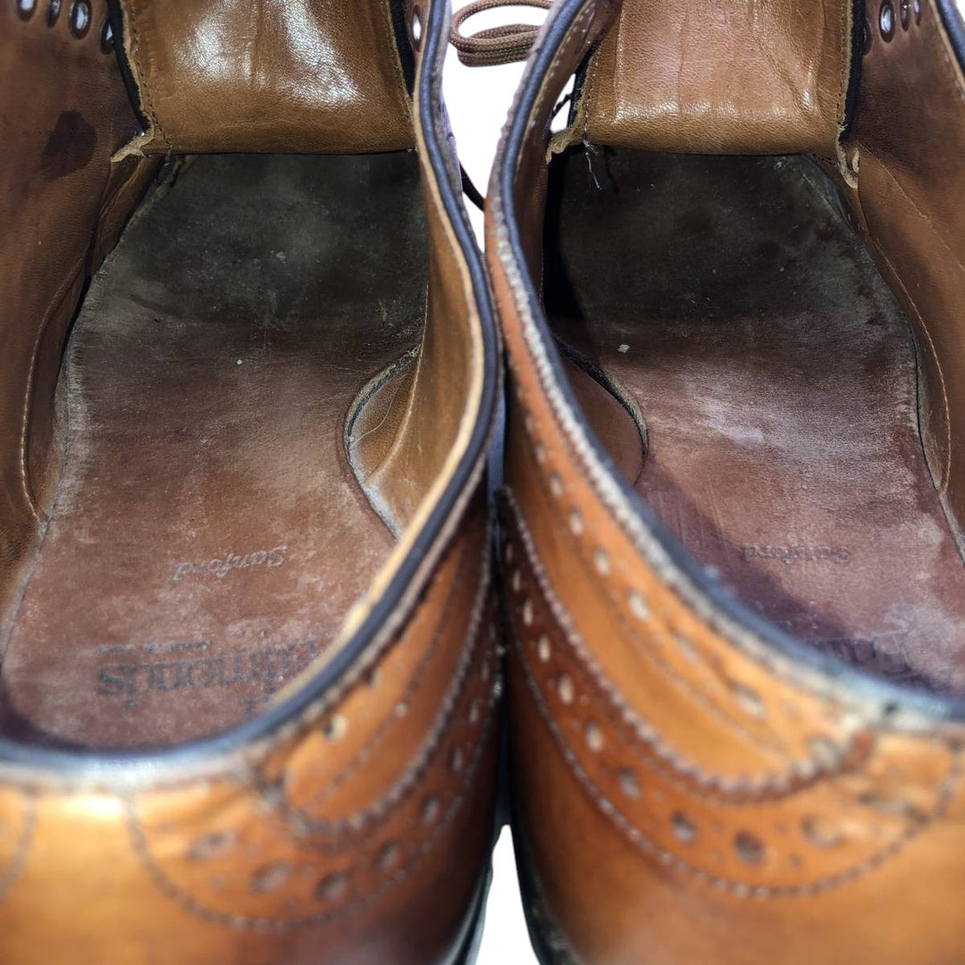 Allen Edmonds Sanford Semi-Brogue Straight Tip Shoes, Made in USA Men's 27.0cm unclear Camel type Vintage Second Hand