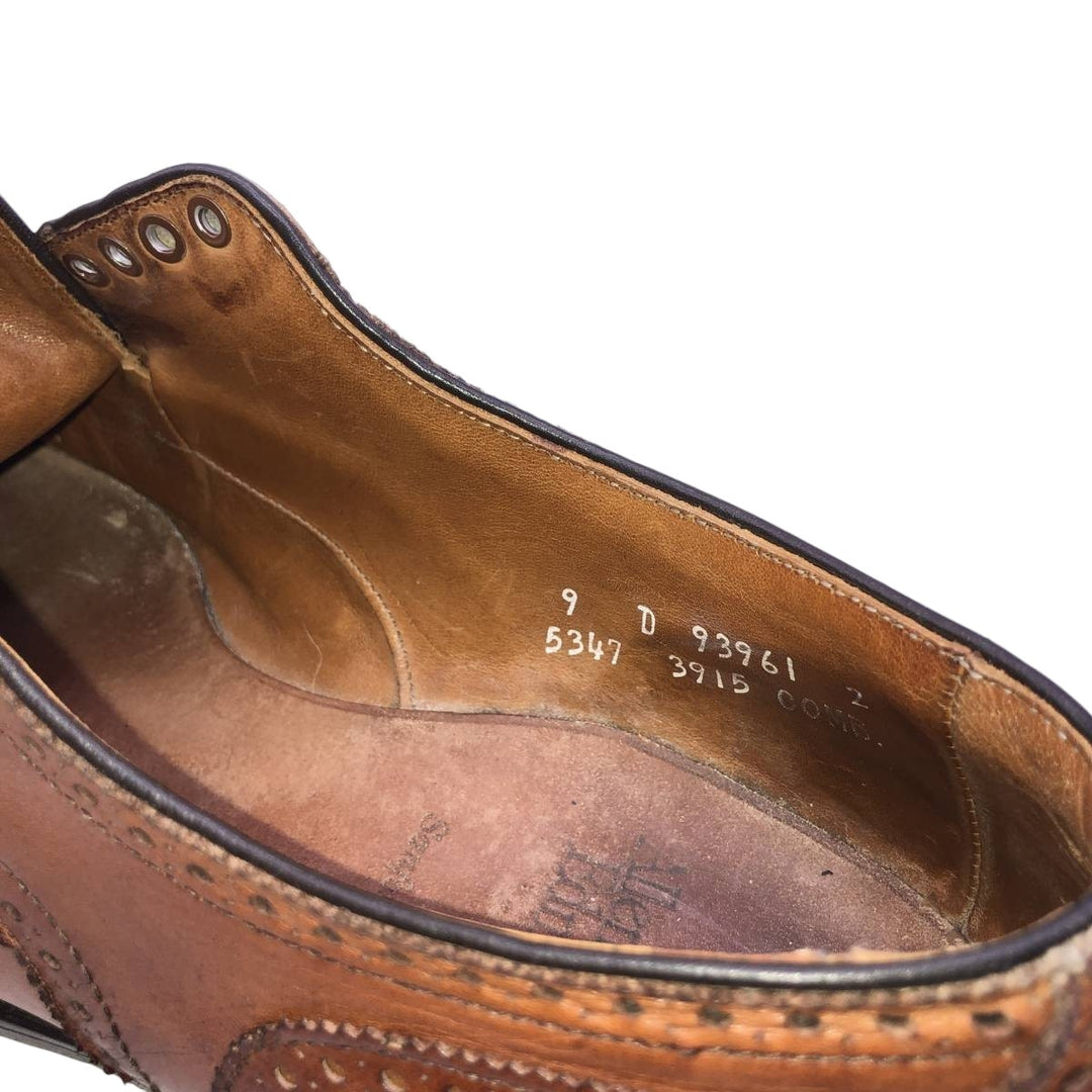 Allen Edmonds Sanford Semi-Brogue Straight Tip Shoes, Made in USA Men's 27.0cm unclear Camel type Vintage Second Hand