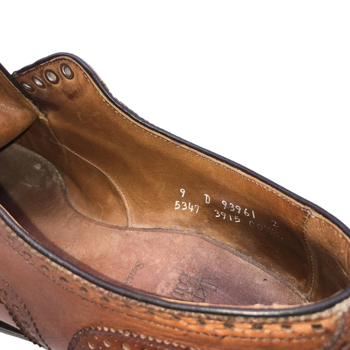Allen Edmonds Sanford Semi-Brogue Straight Tip Shoes, Made in USA Men's 27.0cm unclear Camel type Vintage Second Hand