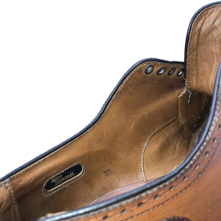 Allen Edmonds Sanford Semi-Brogue Straight Tip Shoes, Made in USA Men's 27.0cm unclear Camel type Vintage Second Hand