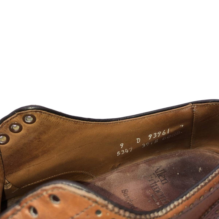Allen Edmonds Sanford Semi-Brogue Straight Tip Shoes, Made in USA Men's 27.0cm unclear Camel type Vintage Second Hand
