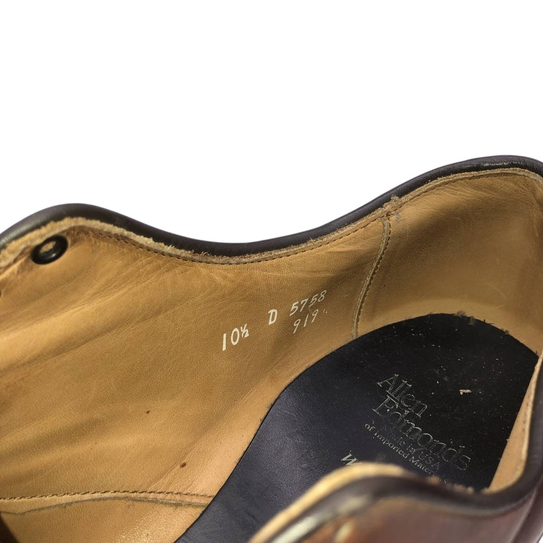 Allen Edmonds Wendell Swirl Toe Leather Shoes, Made in USA, Size 10 1/2 D Men's 28.5cm unclear Camel type Vintage Second Hand