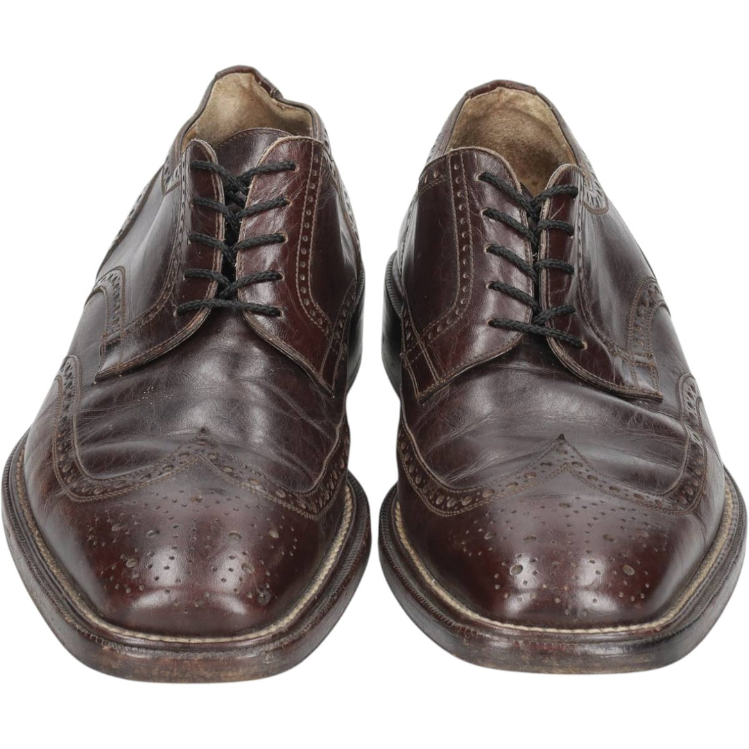 Ermenegildo Zegna square-toe full brogue wingtip shoes, size 7 1/2 Men's 26.5cm unclear brown type Vintage Second Hand