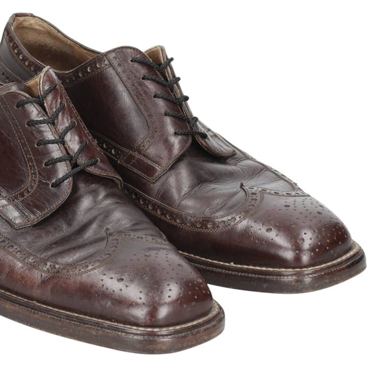 Ermenegildo Zegna square-toe full brogue wingtip shoes, size 7 1/2 Men's 26.5cm unclear brown type Vintage Second Hand