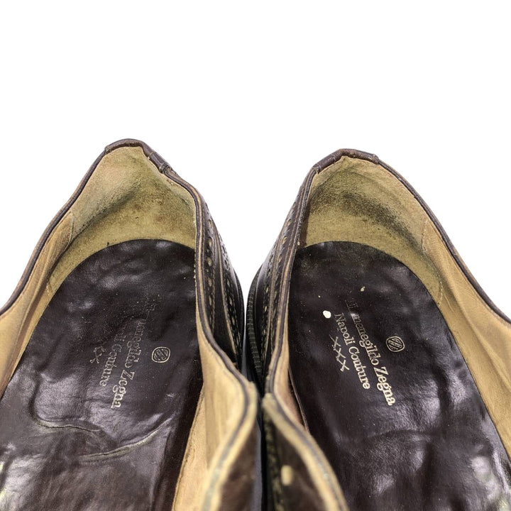 Ermenegildo Zegna square-toe full brogue wingtip shoes, size 7 1/2 Men's 26.5cm unclear brown type Vintage Second Hand